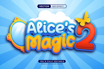 Text effect editable 3d gaming alice magic cartoon font style