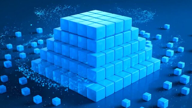 Sustainable finance reporting visualizes the complex process of data consolidation and growth, forming a structured pyramid of information.