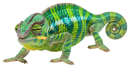 Obraz premium Chameleon with Vibrant Green and Blue Scales