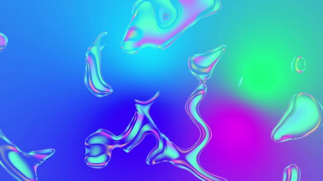 Y2Kスタイルの浮遊する幾何学模様とグリッドのサイバーパンク背景動画