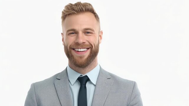 A smiling man in a suit against a white background.