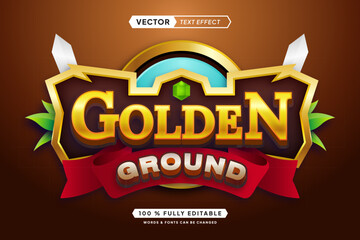Text effect editable 3d gaming golden ground cartoon font style