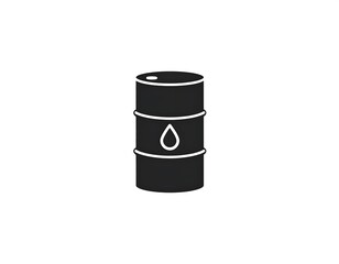 A stylized graphic of a black cylindrical barrel with a white outline and a single water drop icon centered on it
