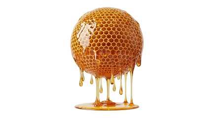 Dripping Golden Honey on Honeycomb Sphere Isolated