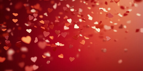 Scattered Red and Pink Hearts Romantic Background love isolated on a transparent background
