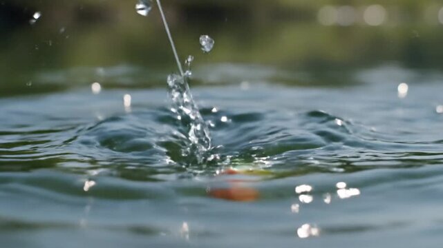 Fishing Lure Splash Slow Motion, Water Ripples, Outdoor Recreation
