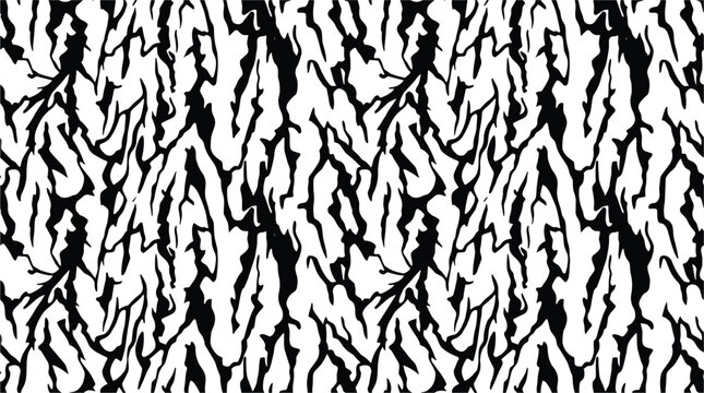 Abstract zebra stripes pattern looks like a tree bark surface texture in black and white tone.