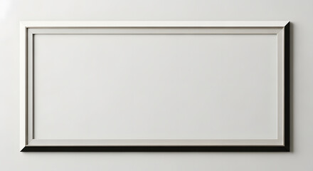 Obraz premium Simple rectangular wide frame with clean edges mounted on a neutral colored flat wall surface