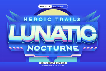Text effect editable 3d gaming lunatic nocturne cartoon font style