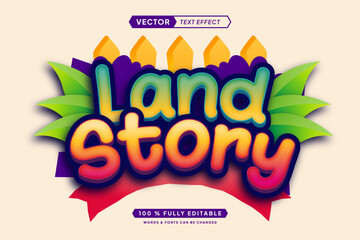 Text effect editable 3d gaming land story cartoon font style