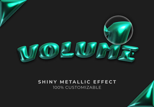 Inflated Metallic Volumetric Shiny Text Effect