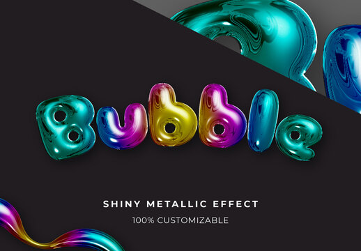 Metallic Liquid Bubble Text Effect