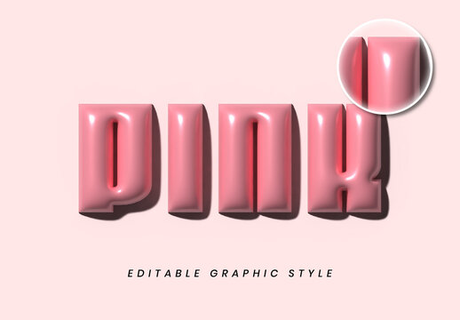 Pink Inflated Text Effect