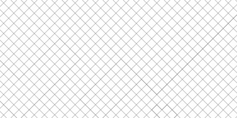 Diagonal cross line grid seamless pattern. Geometric diamond texture. Black diagonal line mesh on white background. Minimal quilted fabric. Metallic wires fence pattern. Modern Vector