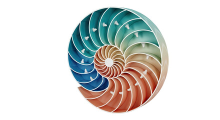 Obraz premium Cross-section of a Nautilus shell with gradient colors