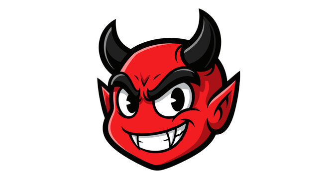 Cartoon Red Devil Character with Horns.