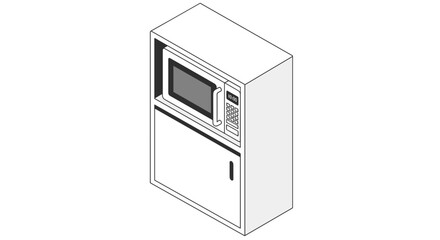 Obraz premium Simple Line Drawing of Microwave Oven.