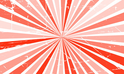 Fototapeta premium Reddish Red Abstract Retro Vintage Sunburst Background With Scratch Noise Texture 