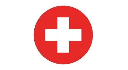 Obraz premium A simple graphic a white cross symbol centered within a red circle, on a white background