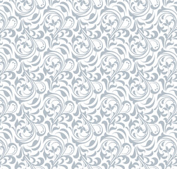 Obraz premium Flower pattern. Seamless white and gray ornament. Graphic vector background