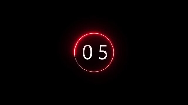 11 Second counting timer animation. Counting timer number with neon circle animation.
