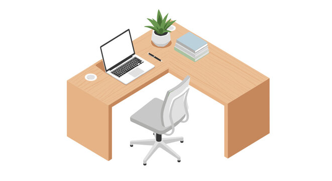 Modern L Shaped Office Desk Workspace.