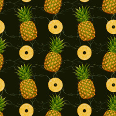 Colorful Pineapple Themed Pattern, Whimsical Pineapple Motifs On White Background Evoke Cheerful Warmth