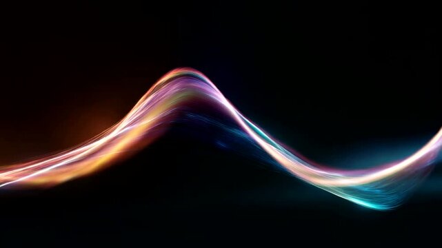 Abstract glowing light wave flowing on a dark background.