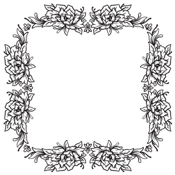 illustration art hand drawn black and ehite flower frame for text vector design
