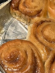 Cinnamon rolls in a tray