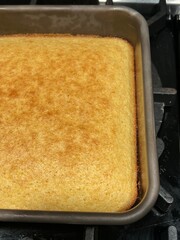 Cornbread in a tray