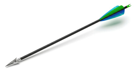 Black arrow with green and blue fletching and metal tip 1