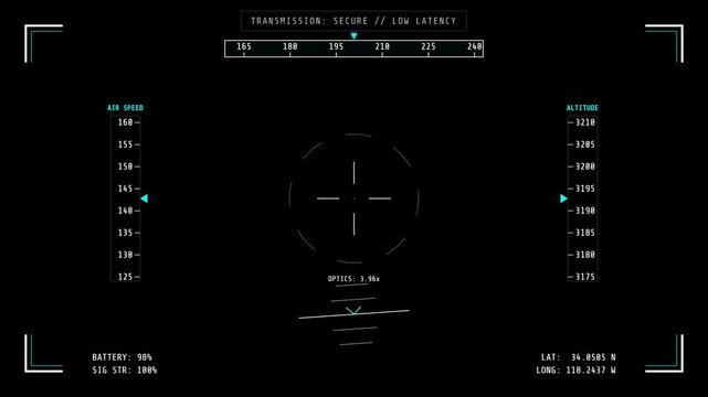 Military Drone HUD Surveillance Overlay 4K Seamless Loop