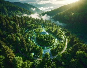 Sustainable Eco Friendly Green City Mountain.