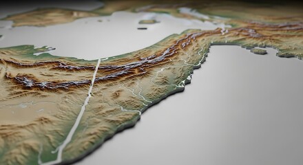 Relief Map of Palestine Territory with Topographic Land Texture