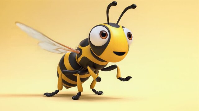 Cartoon Bee Character Running Animation.