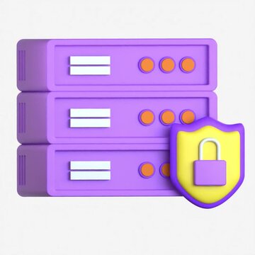 Secure Server 3D Icon Colorful Design