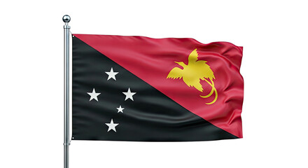 Flag of Papua New Guinea waving on a flagpole