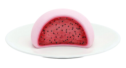 Watermelon Mochi on a White Plate