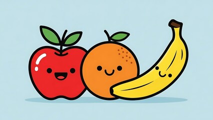 Obraz premium Cartoon Fruits with Smiling Faces.