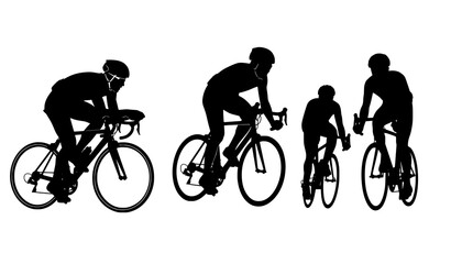 Obraz premium Bicycle Racing Cyclist Silhouette Collection Training and Competition Vector