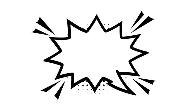 Animated Comic Burst Frame Outline on White Background