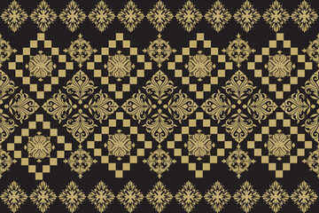 This is a digital design mock-up of a black background and gold ornamental pattern.