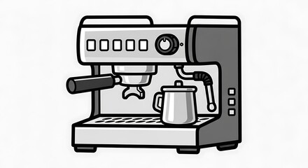 Fototapeta premium Espresso Machine with Coffee Pot Illustration.