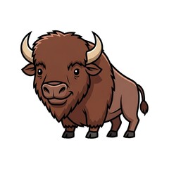 Fototapeta premium Cartoon Bison Illustration with White Background.