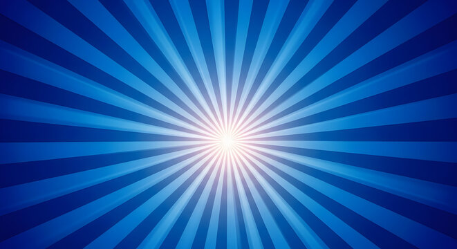 Radial light rays emanating from the center on a blue background