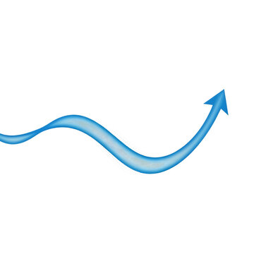 Blue Wavy Arrow on Isolated Background