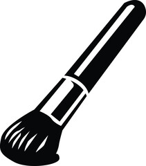 Naklejka premium Makeup brush icon silhouette for cosmetics application, professional beauty tools, and vanity accessories isolated on white