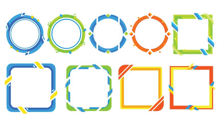 Colorful geometric shapes with arrows on white background for design and infographic use.