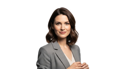 Professional Businesswoman Portrait in Gray Suit